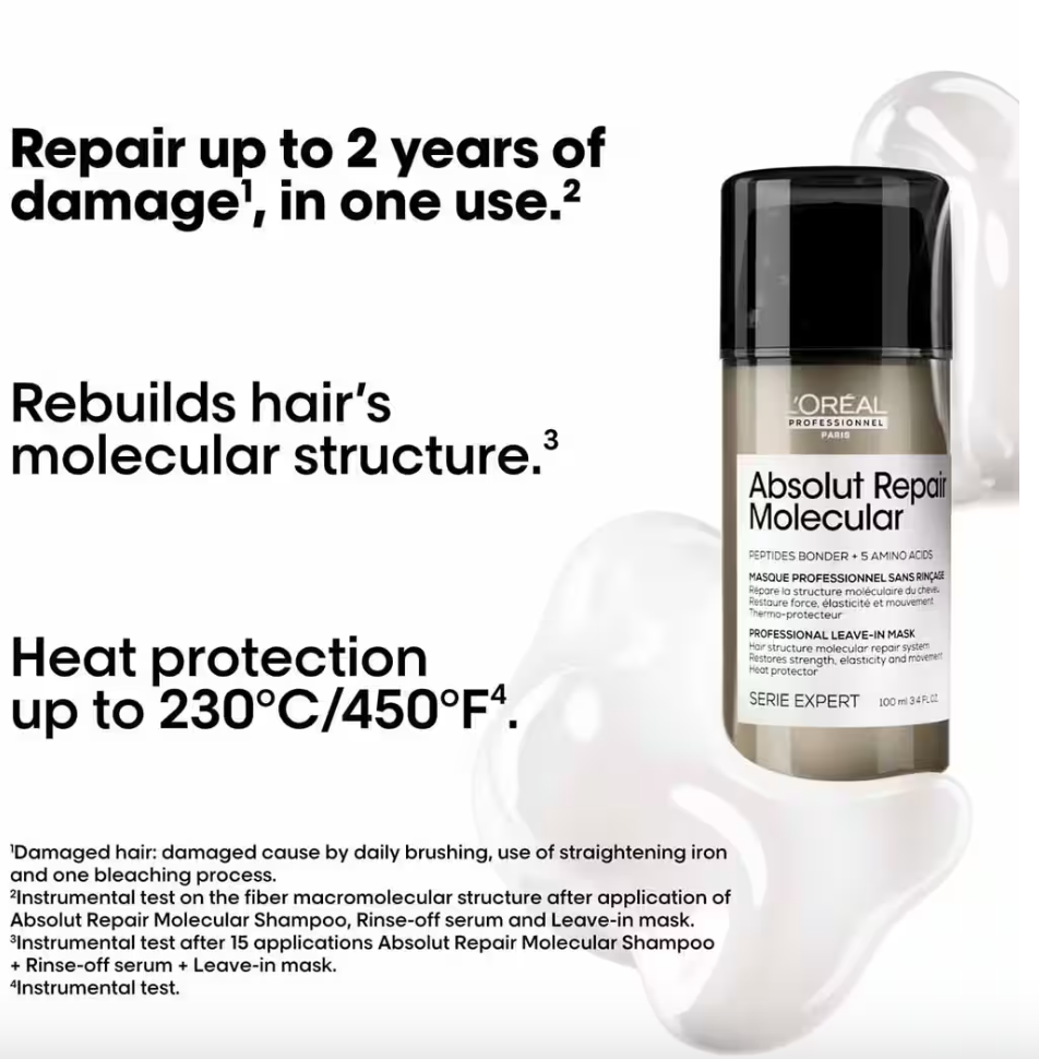 L'Oreal Professionnel Absolut Molecular Deep Repairing Leave-In Cream For Damaged Hair (100 ml)